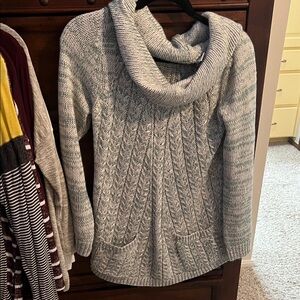 Elegant Teal Cowl Neck Sweater